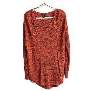 H&M Orange V-Neck Sweater Dress L